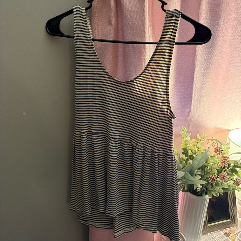 American Eagle Outfitters Black and Cream Striped Top